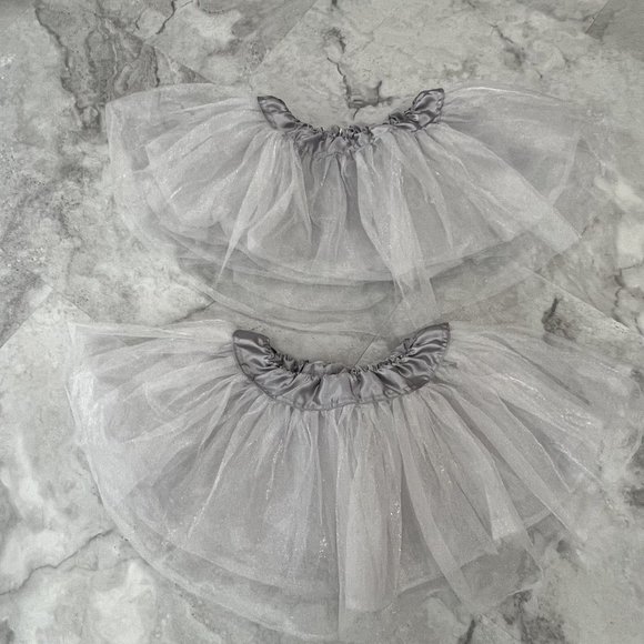 Lot Of 2 Amscan Gray Tutu Skirts One Size Tulle Stretch Waist Costume - Picture 3 of 4